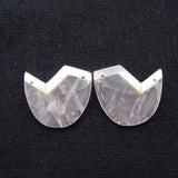 Rose Quartz Earrings, Handmade Jewelry Beads, DIY Supply 26x24x6mm