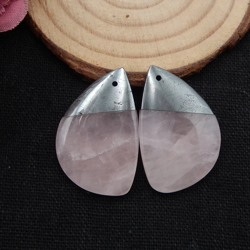 Rose Quartz Natural Earring Beads Handmade DIY Supply Jewelry