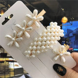 Pearl Hairpin Set Retro Hand Clip Kids Metal Clip
