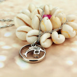 Women's Zircon Necklace 925 Sterling Silver Dolphins Pendant