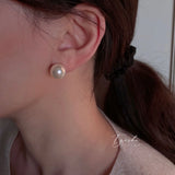 Pearl Shell Bead Earrings S925 Silver Plated Retro Female Earrings