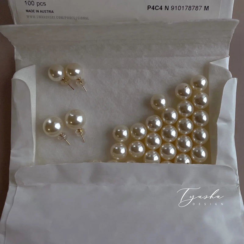 Pearl Shell Bead Earrings S925 Silver Plated Retro Female Earrings