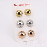 Semicircle Ear Studs Set of 3 Pairs, Office Casual Wear, 4-10mm Diameter, LH985