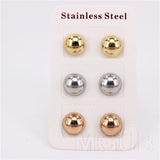 Semicircle Ear Studs Set of 3 Pairs, Office Casual Wear, 4-10mm Diameter, LH985
