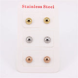 Semicircle Ear Studs Set of 3 Pairs, Office Casual Wear, 4-10mm Diameter, LH985