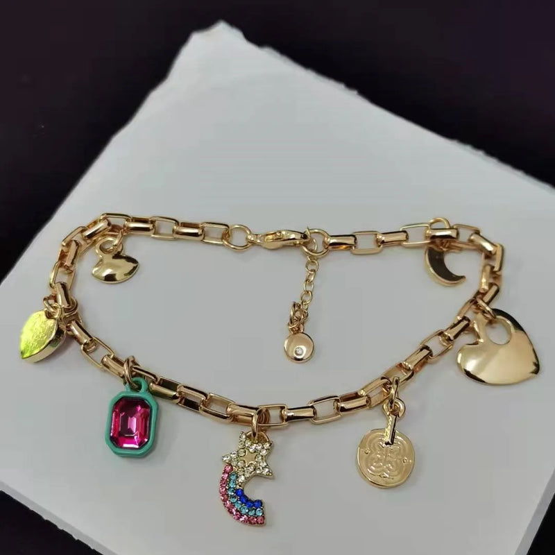 Geometric Moon Crystal Rainbow Love Bracelet
