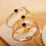 Roman Numerals Bangle Set for Women Stainless Steel Charm Cuff Bracelets