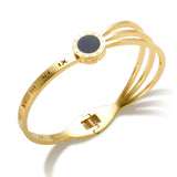 Roman Numerals Bangle Set for Women Stainless Steel Charm Cuff Bracelets
