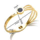 Roman Numerals Bangle Set for Women Stainless Steel Charm Cuff Bracelets