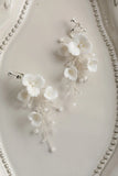 Porcelain Flower Bridal Earrings Pearls Wedding Drop Earring
