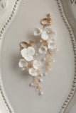 Porcelain Flower Bridal Earrings Pearls Wedding Drop Earring