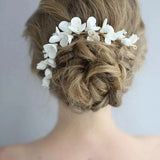 Porcelain Flower Bridal Hair Comb for Wedding Prom