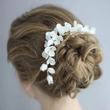 Porcelain Flower Bridal Hair Comb for Wedding Prom