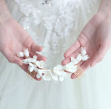 Porcelain Flower Bridal Hair Comb for Wedding Prom