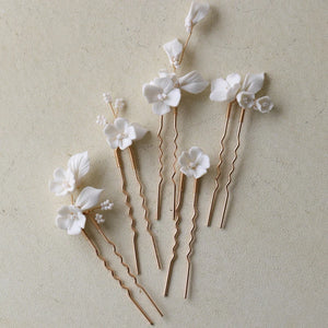 Porcelain Flower Hair Pin Clip Hairpin Wedding Bridal Jewelry