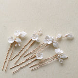 Porcelain Flower Hair Pin Clip Hairpin Wedding Bridal Jewelry