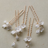 Porcelain Flower Hair Pin Clip Hairpin Wedding Bridal Jewelry
