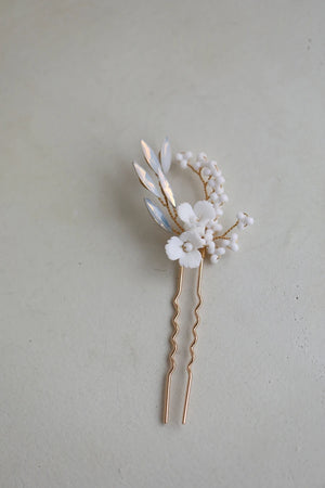Opal Flower Hair Pins Silver Hairpins for Brides