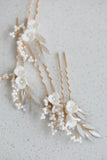 Opal Flower Hair Pins Silver Hairpins for Brides