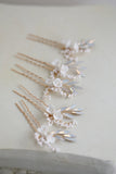 Opal Flower Hair Pins Silver Hairpins for Brides