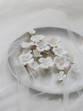 Porcelain Flower Headpieces Pearl Hairpins Wedding Bridal Accessories