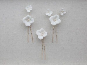 Porcelain Flower Headpieces Pearl Hairpins Wedding Bridal Accessories