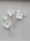 Porcelain Flower Headpieces Pearl Hairpins Wedding Bridal Accessories