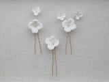 Porcelain Flower Headpieces Pearl Hairpins Wedding Bridal Accessories