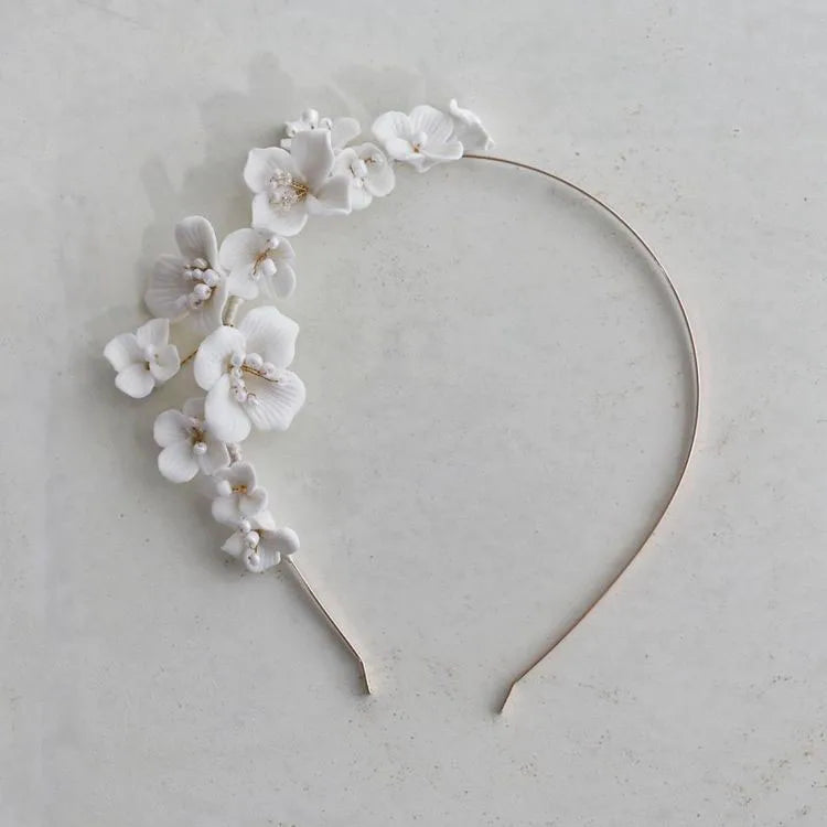 Porcelain Flower Headband Hairband Vintage Headdress Wedding Accessories
