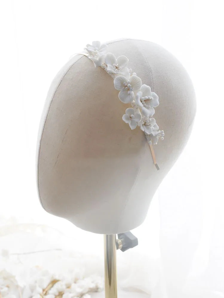 Porcelain Flower Headband Hairband Vintage Headdress Wedding Accessories