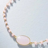 Porcelain Pink Crystal Necklace Charm Collier Bohemian Accessories