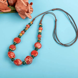 Porcelain Rose Retro Ceramic Beads Gift Necklace