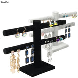 2 Layers Earring Jewelry Display Rack Velvet Bracelet Watch Storage Holder