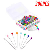 200pcs Glass Pearlized Head Pins Multicolor Sewing Pin DIY Sewing Crafts