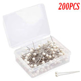 200pcs Glass Pearlized Head Pins Multicolor Sewing Pin DIY Sewing Crafts