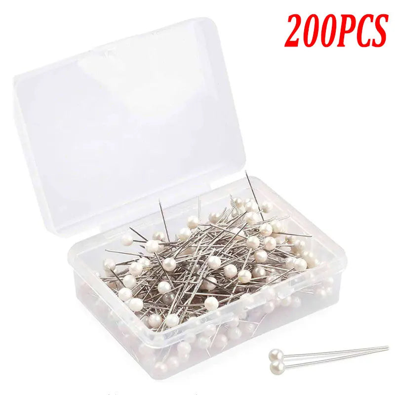 200pcs Glass Pearlized Head Pins Multicolor Sewing Pin DIY Sewing Crafts
