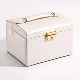 3-Layer Leather Jewelry Box with Mirror Lock & High Capacity Storage