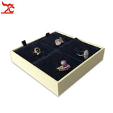 Portable 4 Grids Ring Jewelry Display Tray PU Ring Jewelry Display Storage Box