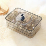Acrylic Jewelry Storage Box Three Layers Clear Earring Container Necklace Case