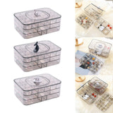 Acrylic Jewelry Storage Box Three Layers Clear Earring Container Necklace Case