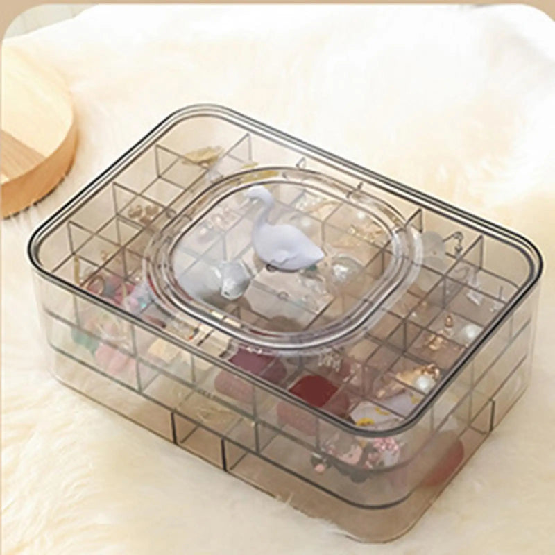 Acrylic Jewelry Storage Box Three Layers Clear Earring Container Necklace Case