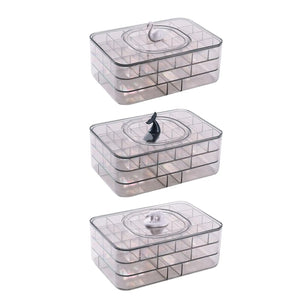 Acrylic Jewelry Storage Box Three Layers Clear Earring Container Necklace Case