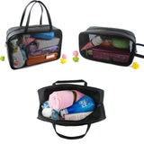 Portable Bathing Bag Mesh Shower Toiletry Pouch Travel Makeup Storage