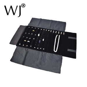 Velvet Jewelry Set Storage Roll Bag Necklace Rings Earrings Display Holder