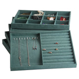 Dark Green Velvet Jewelry Ring Tray Organizer