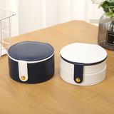 Portable Double Layer Round Jewelry Box Travel Small Storage Box
