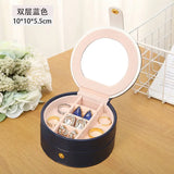 Portable Double Layer Round Jewelry Box Travel Small Storage Box