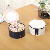 Portable Double Layer Round Jewelry Box Travel Small Storage Box
