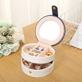 Portable Double Layer Round Jewelry Box Travel Small Storage Box