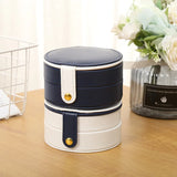 Portable Double Layer Round Jewelry Box Travel Small Storage Box
